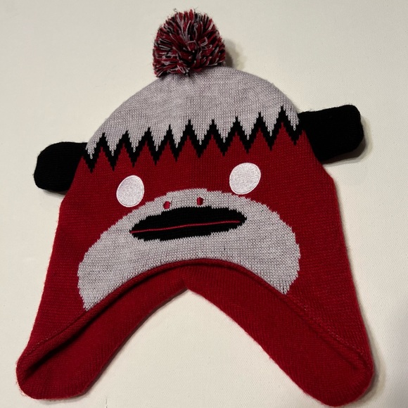 OU Oklahoma Sooners Girls Horse or Cow Pom Beanie NCAA Official Red Size 7-16 - Picture 1 of 7